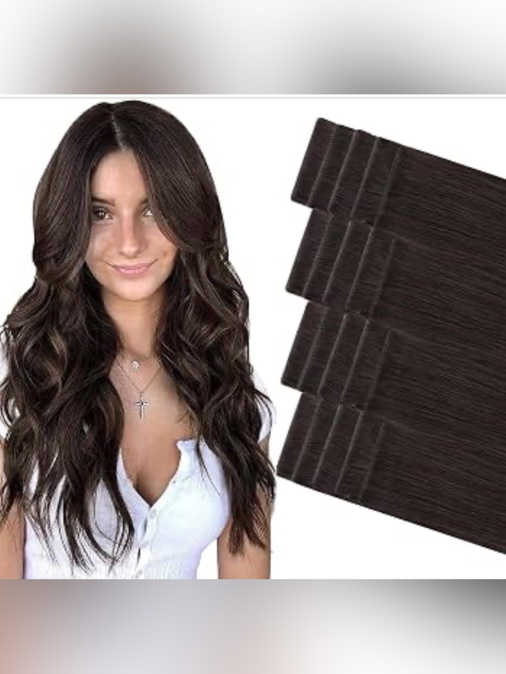 GOO GOO Invisi Edge Tape in Hair Extensions Human Hair, Natural Look, 20Pcs 22in